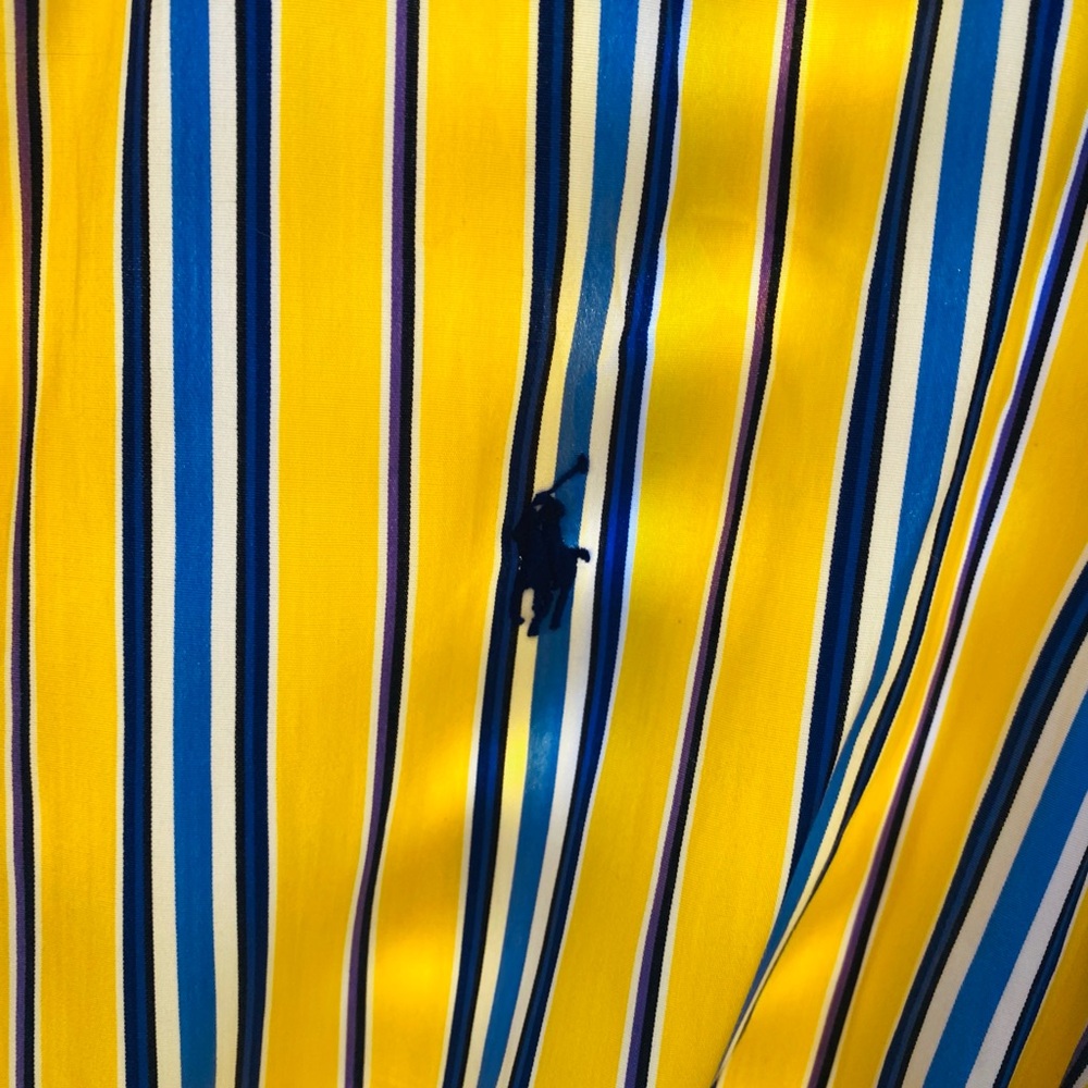 Ralph Lauren Yellow and Blue Striped Button-Up Blouse - Picture 2 of 4